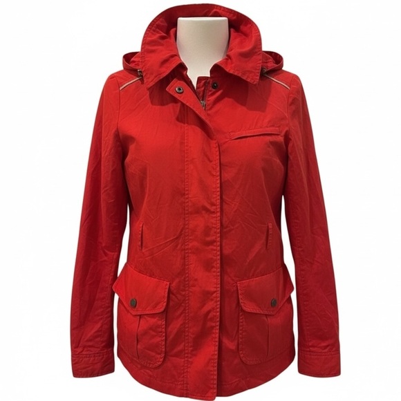 The Limited Jackets & Blazers - The Limited Bright Red Lightweight Utility Jacket Classic Minimal Chic